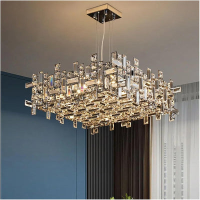 Żyrandol Kryształowy RZ-2/500x500GD, 10xE14, średnica 50cm, regulowana wysokość, błyszczące złoto, regulowana wysokość, elegancki design