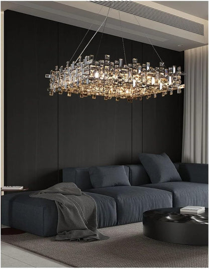 Żyrandol Kryształowy RZ-2/500x500GD, 10xE14, średnica 50cm, regulowana wysokość, błyszczące złoto, regulowana wysokość, elegancki design