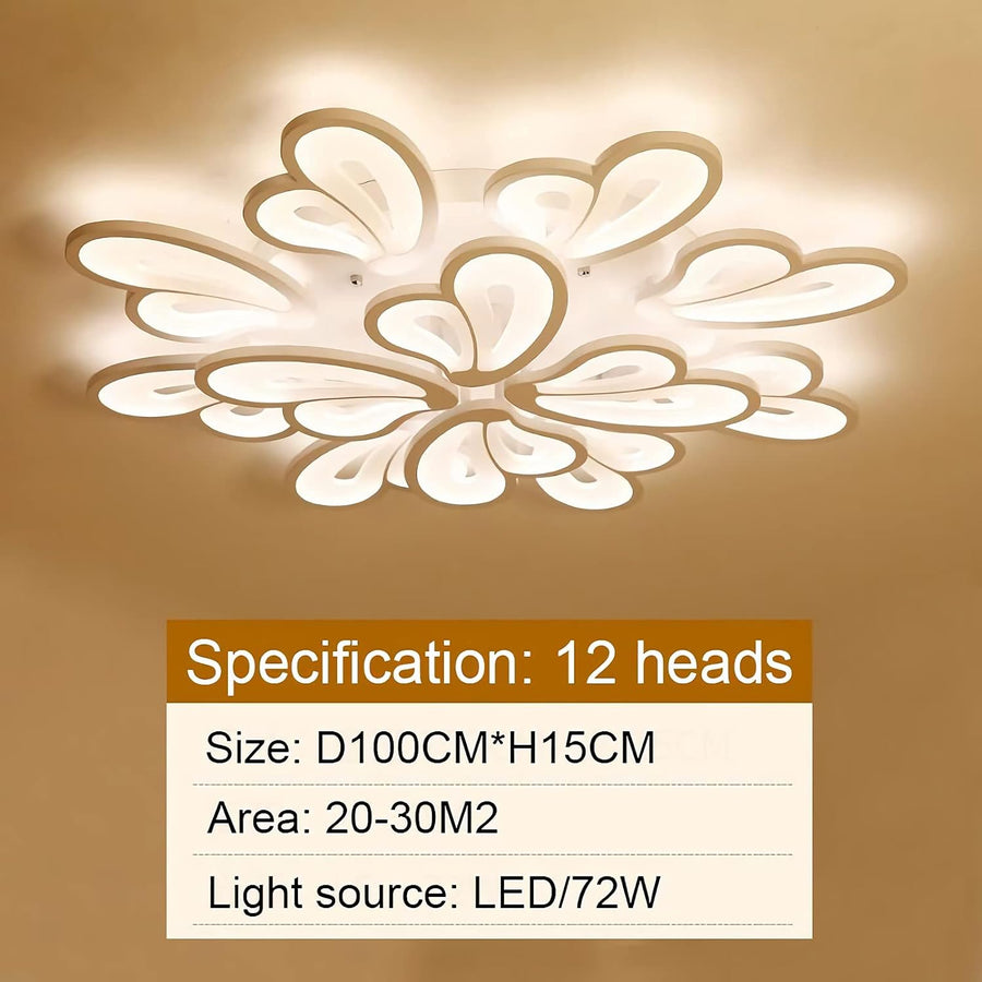 Żyrandol LED z pilotem BLOSSOM 146W, 12 płatków, światło zimne/ciepłe/neutralne 3000k/4000k/6000k, możliwość przyciemniania, biały