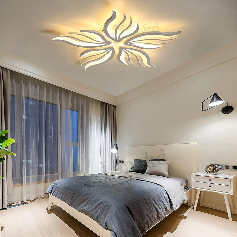 Żyrandol LED SAKURA 60 W z pilotem, 5 płatków, światło zimne/ciepłe/neutralne, ściemnialny, biały