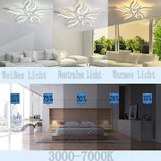 Żyrandol LED SAKURA 60 W z pilotem, 5 płatków, światło zimne/ciepłe/neutralne, ściemnialny, biały