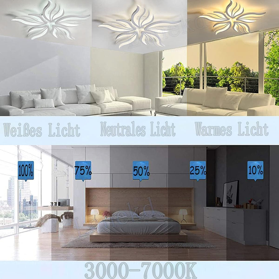 Żyrandol LED SAKURA 60 W z pilotem, 5 płatków, światło zimne/ciepłe/neutralne, ściemnialny, biały