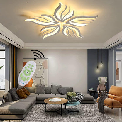 Żyrandol LED SAKURA 60 W z pilotem, 5 płatków, światło zimne/ciepłe/neutralne, ściemnialny, biały