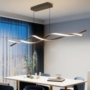 Zawieszany żyrandol LED z pilotem, FLUX, 27W, 115cm, światło zimne/ciepłe/neutralne 3000K/4000K/6000K, możliwość przyciemniania, czarny, regulowana wysokość, metal i silikon