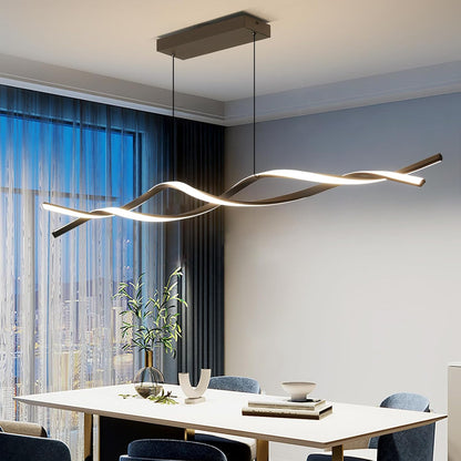 Zawieszany żyrandol LED z pilotem, FLUX, 27W, 115cm, światło zimne/ciepłe/neutralne 3000K/4000K/6000K, możliwość przyciemniania, czarny, regulowana wysokość, metal i silikon