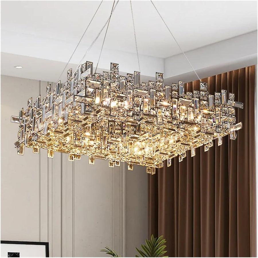 Żyrandol Kryształowy RZ-2/500x500GD, 10xE14, średnica 50cm, regulowana wysokość, błyszczące złoto, regulowana wysokość, elegancki design