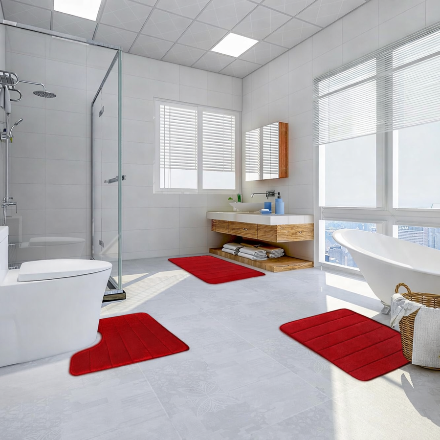 Zestaw 3 mat do kąpieli, 50x40 cm, niebieski, antypoślizgowy