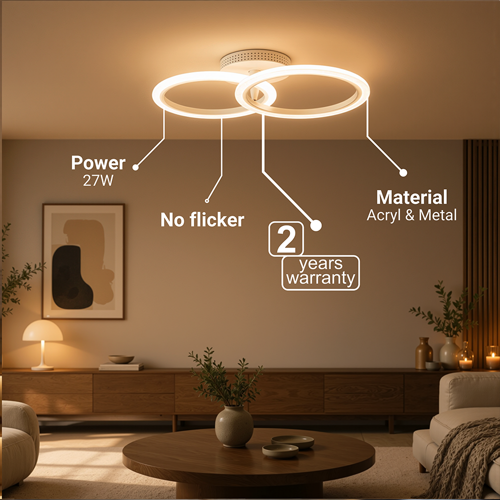 Lustra LED cu telecomanda BETTY 27W, 2 Cercuri, lumina Rece/Calda/Neutra, Dimabila, Alb Lustre LED cu Telecomanda Default Title Alessandro Design