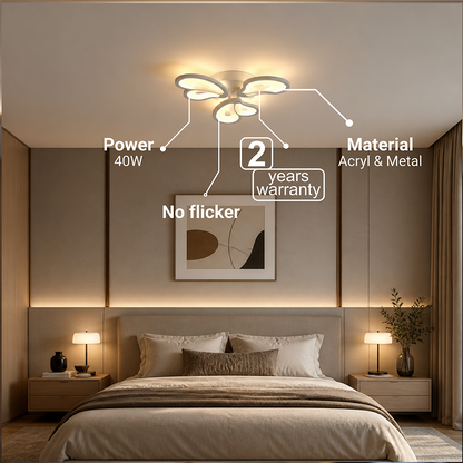Żyrandol LED BLOSSOM 43 W z pilotem, 3 płatki, światło zimne/ciepłe/neutralne, ściemnialny, biały