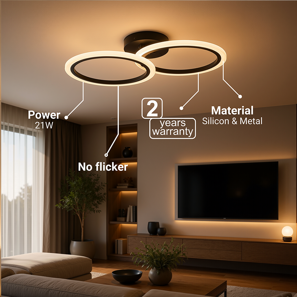 Lustra LED cu telecomanda BETTY 27W, 2 Cercuri, lumina Rece/Calda/Neutra, Dimabila, Negru Lustre LED cu Telecomanda Default Title Alessandro Design