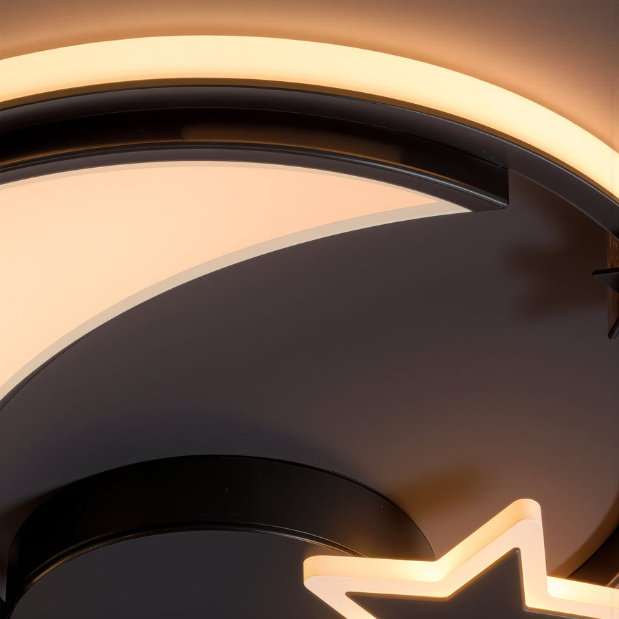 Żyrandol LED z pilotem ALYONA 44W, Księżyc i Gwiazda, Światło zimne/ciepłe/neutralne, Ściemnialny, Czarny 