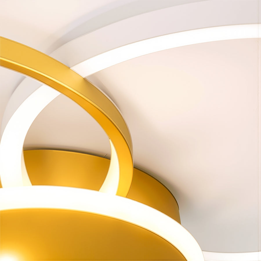 Żyrandol LED z pilotem KILLIAN 80W, 4 koła, światło zimne/ciepłe/neutralne, możliwość przyciemniania, złoty