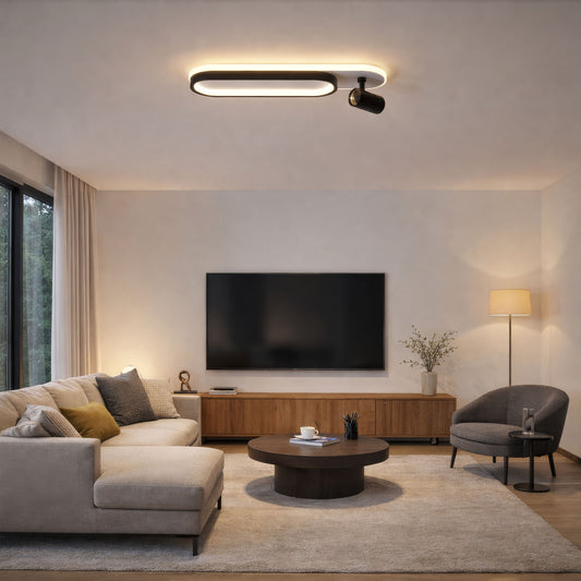 Żyrandol LED z Regulowanym Projektorem FISSO Camilla 49W, światło 3000/4000/6000k, Czarny