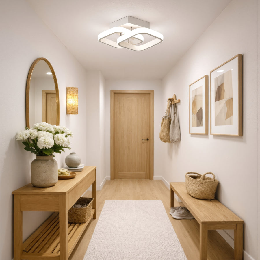 Żyrandol LED VERTEX Matrix, nakładające się diamenty, metalowe ramki, 11W, 2 diamenty, światło zimne/ciepłe/neutralne 3000K/4000K/6000K, biały