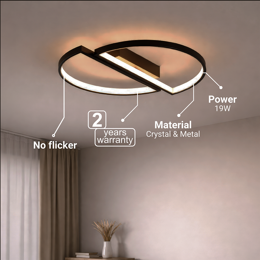 Żyrandol LED z pilotem VECTOR ARCUS 52W, 2 elementy, światło zimne/ciepłe/neutralne, możliwość przyciemniania, czarny