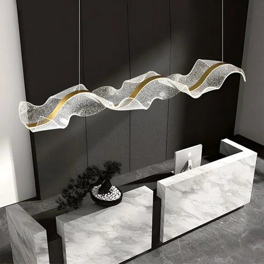 Żyrandol wiszący LED AMI 80W, liniowy, światło zimne/ciepłe/neutralne, złoty, regulowana wysokość