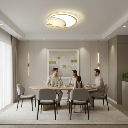 Żyrandol Marco LED z pilotem, 51 W, ściemnialny, złoty, metal, akryl i szkło, 3000 K/4000 K/6000 K