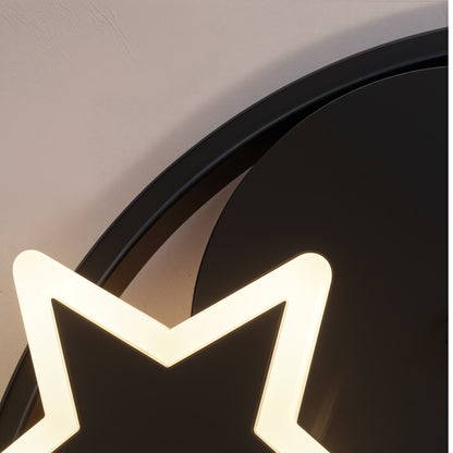 Żyrandol LED z pilotem ALYONA 44W, Księżyc i Gwiazda, Światło zimne/ciepłe/neutralne, Ściemnialny, Czarny 