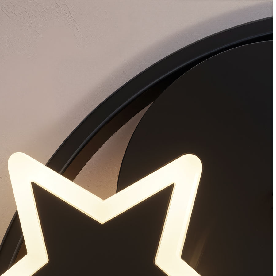 Żyrandol LED z pilotem ALYONA 44W, Księżyc i Gwiazda, Światło zimne/ciepłe/neutralne, Ściemnialny, Czarny 