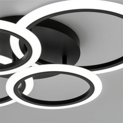 Żyrandol LED BETTY 44W z pilotem, 4 okręgi, światło zimne/ciepłe/neutralne, ściemnialny, czarny