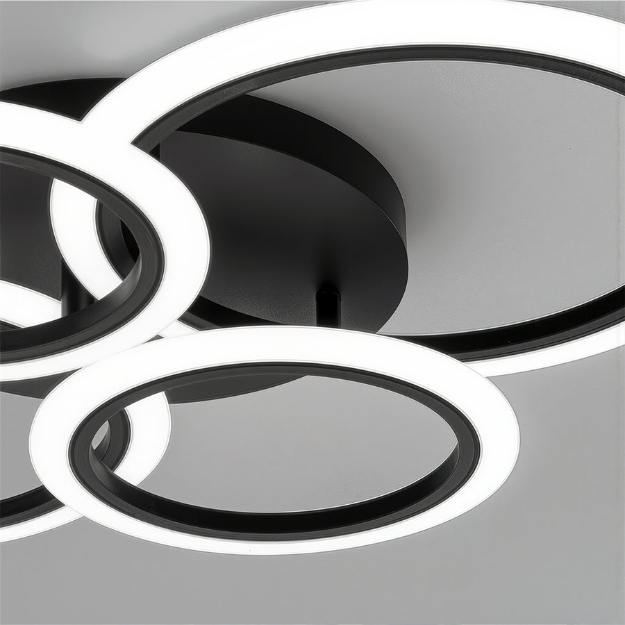 Żyrandol LED BETTY 44W z pilotem, 4 okręgi, światło zimne/ciepłe/neutralne, ściemnialny, czarny