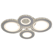 Żyrandol LED z pilotem i kryształem NOVA ROTONDA RGB 86W, 4 okręgi, światło zimne/ciepłe/neutralne, ściemnialny, biały