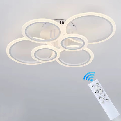 Żyrandol LED BETTY 82W z pilotem, 6 okręgów, światło zimne/ciepłe/neutralne, ściemnialny, biały