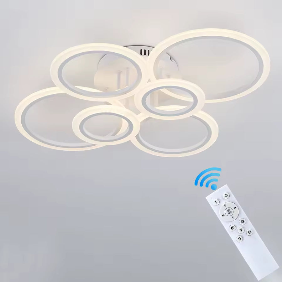 Żyrandol LED BETTY 82W z pilotem, 6 okręgów, światło zimne/ciepłe/neutralne, ściemnialny, biały