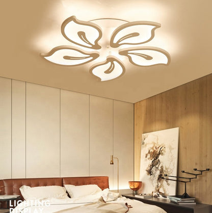 Żyrandol LED z pilotem JASMINE 73W, 5-płatkowy, światło zimne/ciepłe/neutralne, ściemnialny, biały 