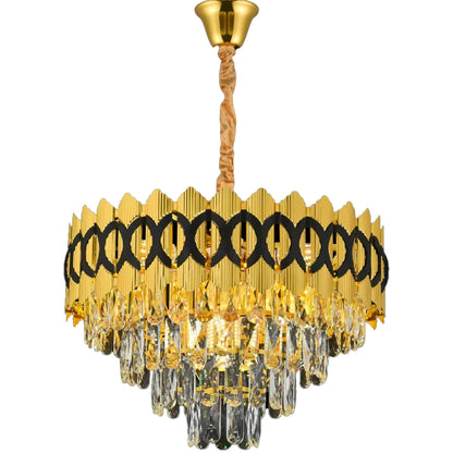 Żyrandol Kryształowy PIERREFONDS Eleganza 8x E14, średnica 48,5cm, Błyszczące Złoto, Regulowana Wysokość