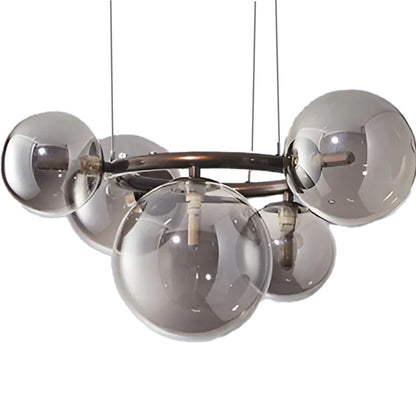 Żyrandol z okrągłym kloszem, VENERE Zodiaco, 1 okrąg 5xG9, metalowy, czarny, regulowana wysokość 