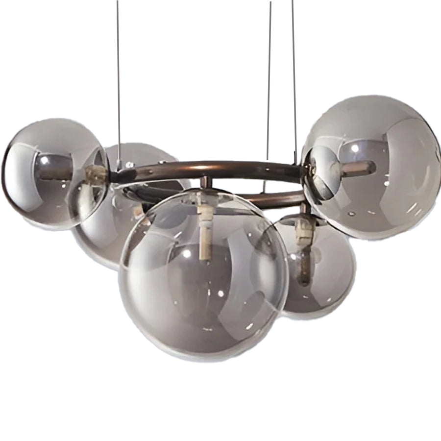 Żyrandol z okrągłym kloszem, VENERE Zodiaco, 1 okrąg 5xG9, metalowy, czarny, regulowana wysokość 