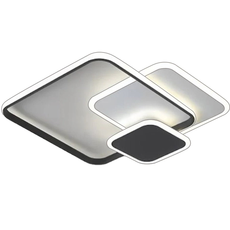 Żyrandol LED z pilotem ANEMONA 71W, 3 kwadraty, światło zimne/ciepłe/neutralne, możliwość ściemniania, czarny