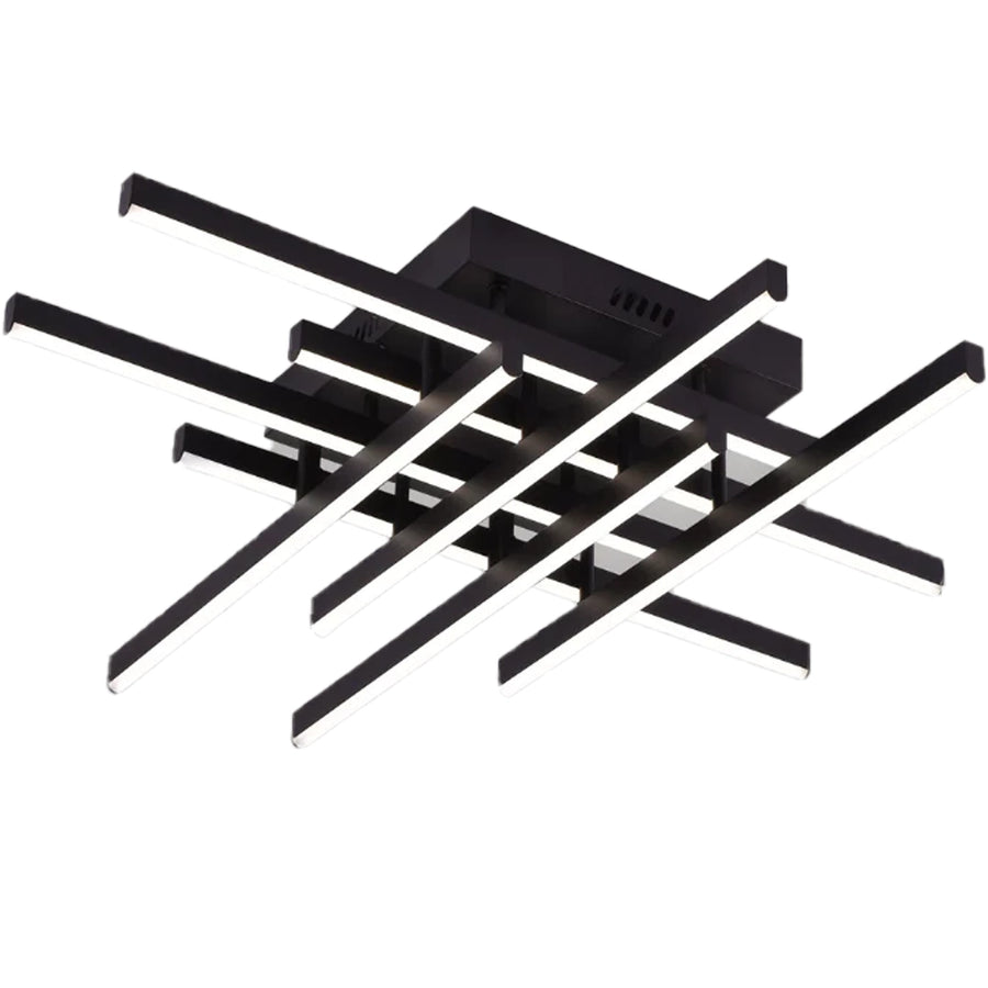 Żyrandol LED z pilotem LINEX, 108W, 8 elementów, światło zimne/ciepłe/neutralne, możliwość przyciemniania, czarny