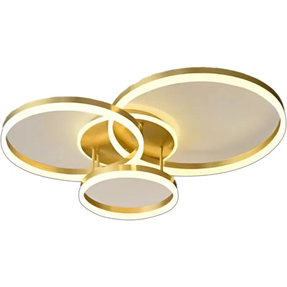 Żyrandol LED z pilotem RIGA LILITH 68W, 3 koła, światło zimne/ciepłe/neutralne, możliwość przyciemniania, błyszczące złoto