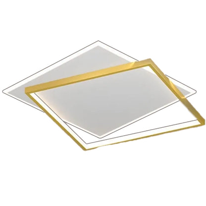 Żyrandol LED z pilotem SOLARA 66W, 2 kwadraty, światło zimne/ciepłe/neutralne, możliwość ściemniania, białe złoto