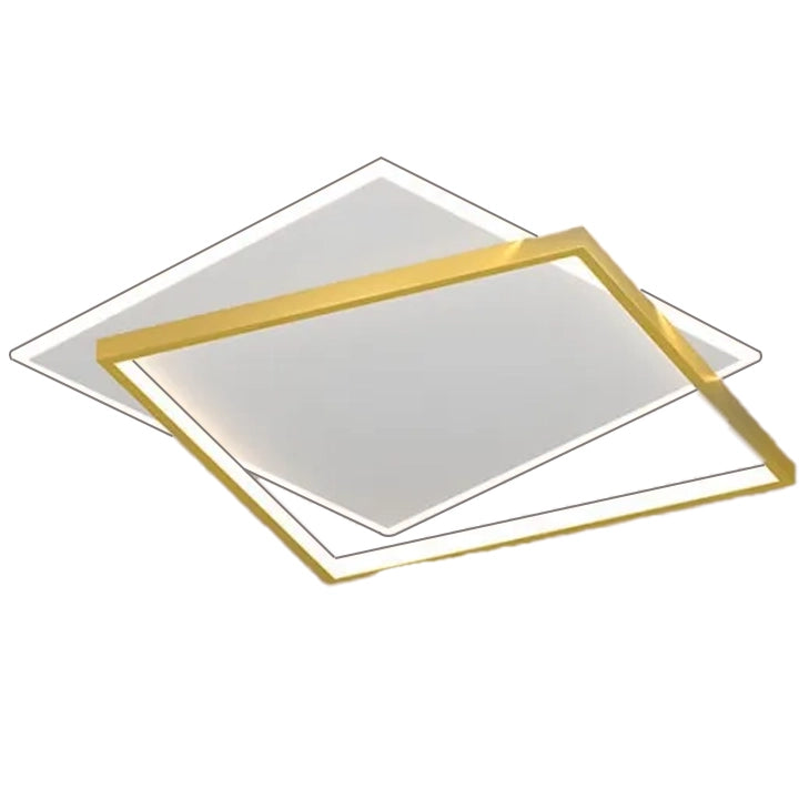 Żyrandol LED z pilotem SOLARA 66W, 2 kwadraty, światło zimne/ciepłe/neutralne, możliwość ściemniania, białe złoto