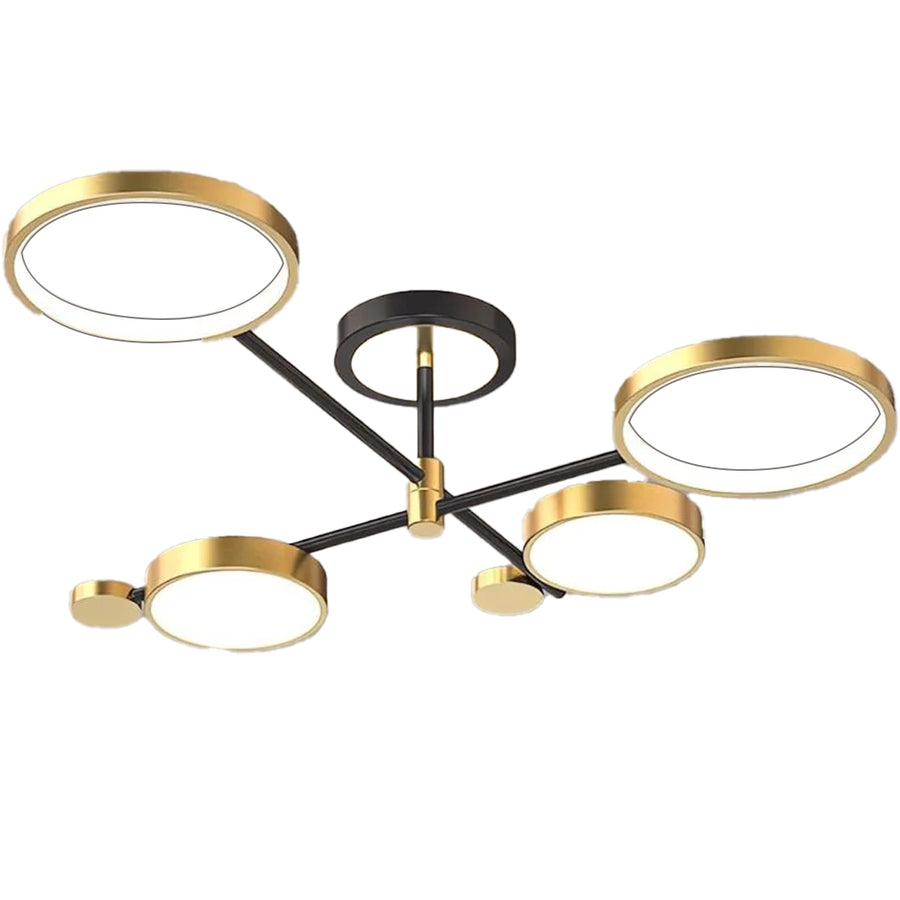 Żyrandol LED z pilotem MARIA, 4 elementy, 22W, światło ciepłe/zimne/neutralne, możliwość przyciemniania, złoty