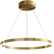 Wiszący żyrandol LED, ANINA, 34W, 1 okrąg, średnica 50cm, światło zimne/ciepłe/neutralne 3000K/4000K/6000K, możliwość przyciemniania, błyszczący złoty biały, regulowana wysokość, metal i akryl