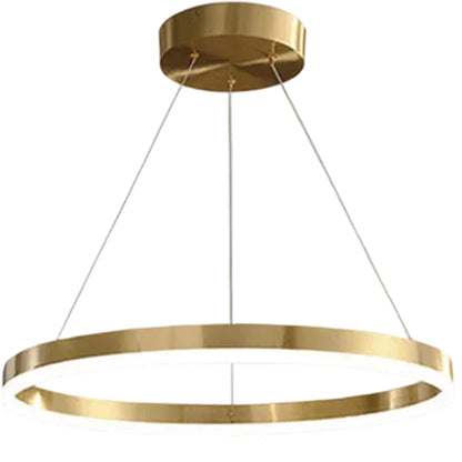 Wiszący żyrandol LED, ANINA, 34W, 1 okrąg, średnica 50cm, światło zimne/ciepłe/neutralne 3000K/4000K/6000K, możliwość przyciemniania, błyszczący złoty biały, regulowana wysokość, metal i akryl