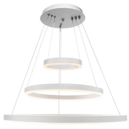 Zawieszany żyrandol LED z pilotem SERENA 85W, 60cm, 3 koła, światło zimne/ciepłe/neutralne, możliwość przyciemniania, biały, regulacja wysokości