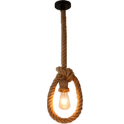 Żyrandol w stylu vintage LV103/130, 1xE27, rustykalny, sznurek i metal, 130cm, czarna podpora