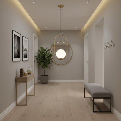 Nowoczesny żyrandol LOFT Gallery, 1x E27, białe złoto, metal, regulowana wysokość