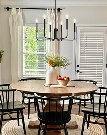 Żyrandol metalowy AVANT, typ wiszący z ramionami, okrągły, 6xE14, czarny