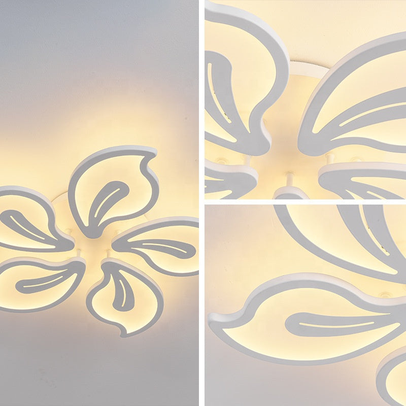 Żyrandol LED z pilotem JASMINE 73W, 5-płatkowy, światło zimne/ciepłe/neutralne, ściemnialny, biały 