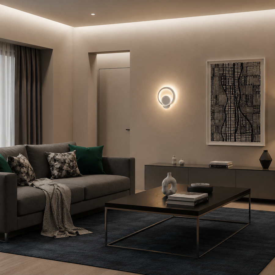 Lampa ścienna LED Urbanist 19W okrągła, zimne/ciepłe/neutralne światło, akryl i biały metal