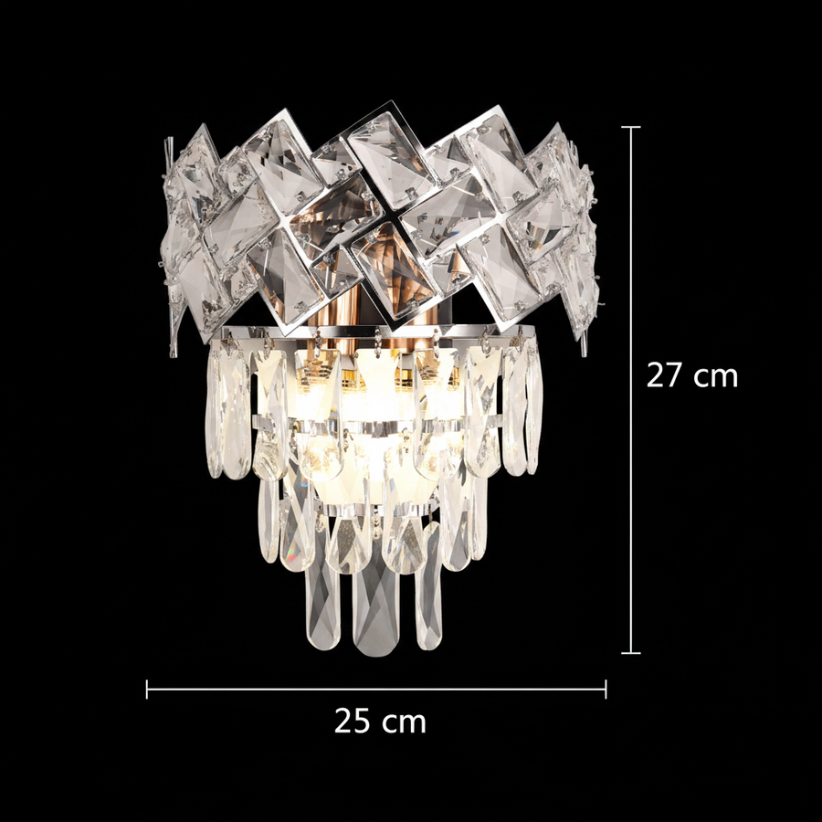 Kryształowa lampa ścienna WINDSOR, 2x E14, błyszczący chrom