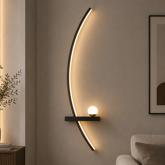 GDAŃSK Dekoracyjny kinkiet LED, 20W, 57x20cm, ciepłe / neutralne / chłodne światło, czarny, metal i akryl