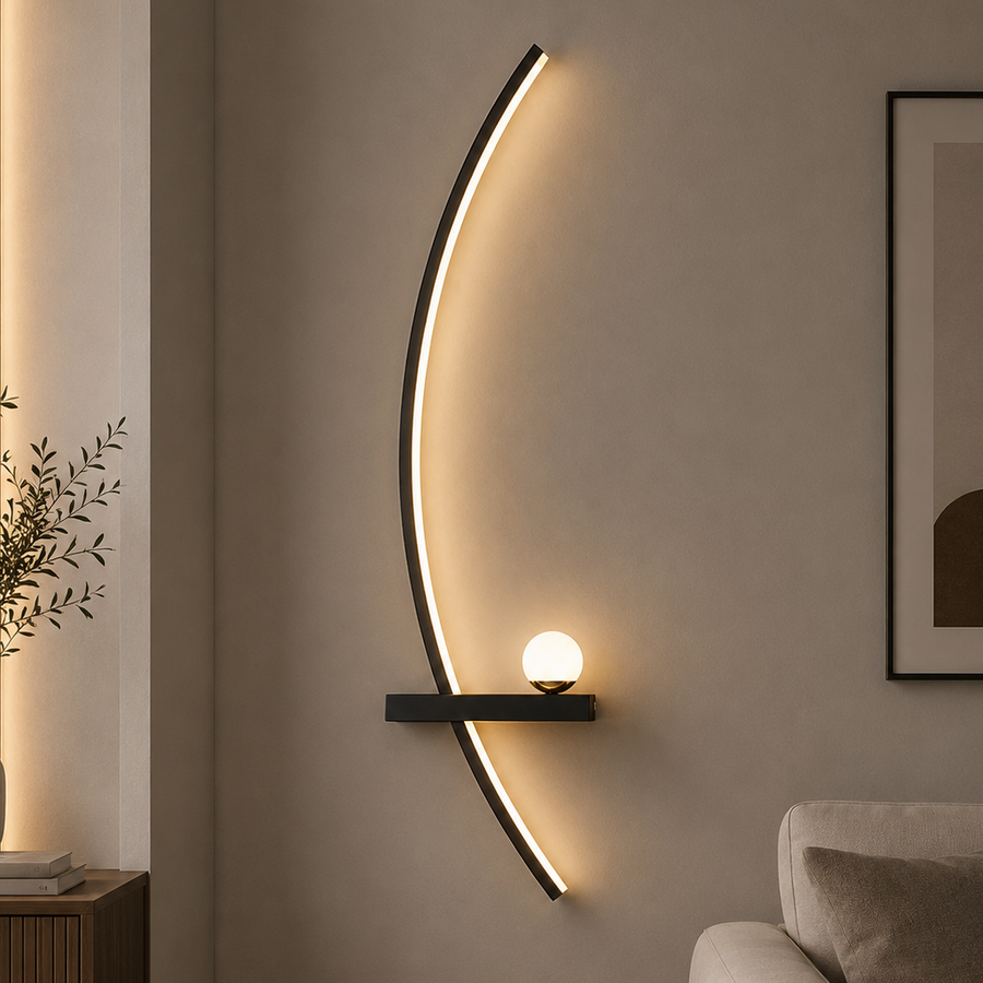 GDAŃSK Dekoracyjny kinkiet LED, 20W, 57x20cm, ciepłe / neutralne / chłodne światło, czarny, metal i akryl