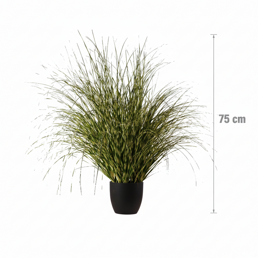 Aranjament Floral, 75 cm, Iarbă cu Frunze Vărgate, Plastic, Verde